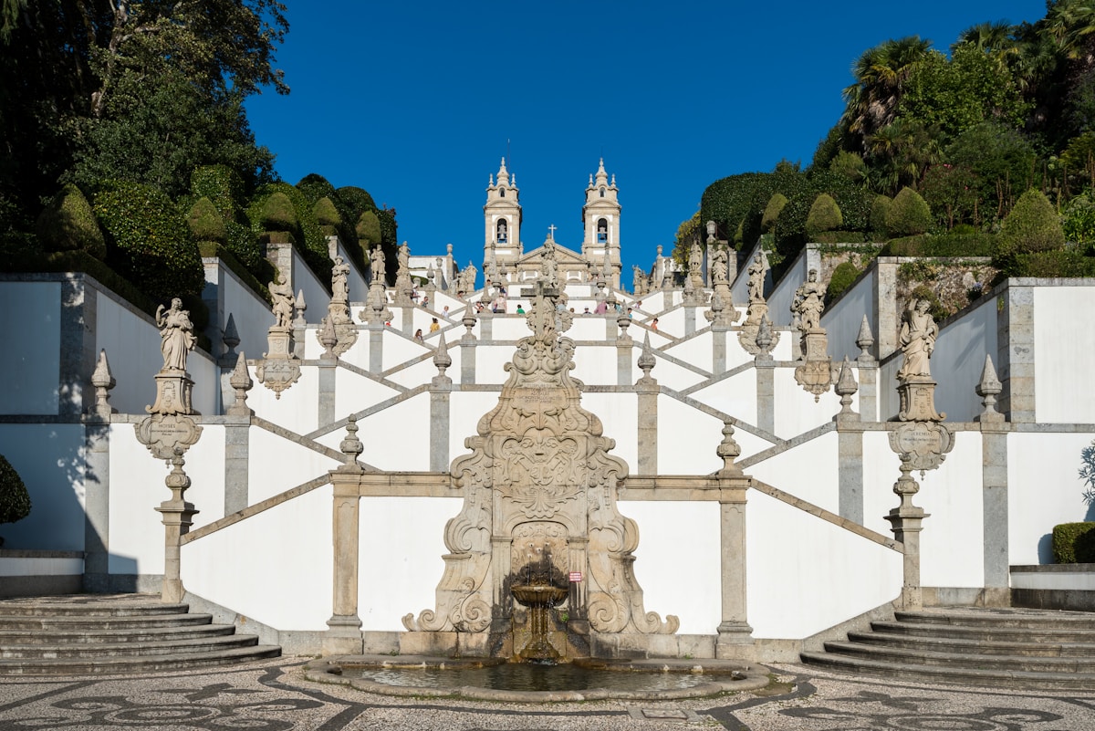 The baroque staircase and fountain of Bom Jesus do Monte sanctuary, Braga, Portugal