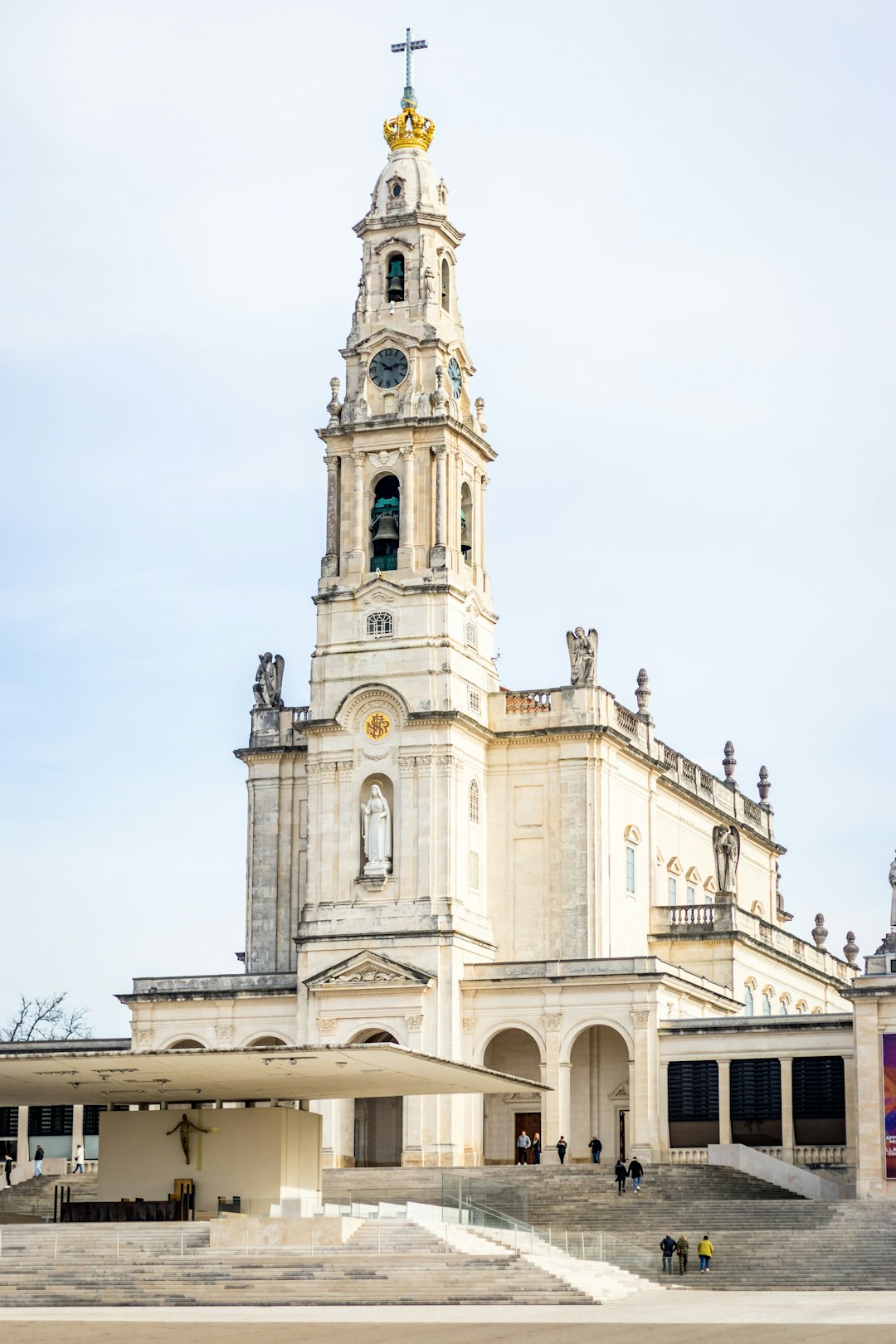 The Basilica of Our Lady of Fátima with its crowned bell tower in the pilgrimage sanctuary, Portugal